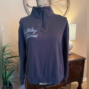 Rolling Stones Gray Logo Sweatshirt with Red Checkered Print Graphic